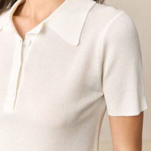 BizChic T-shirt à manches courtes avec col polo blanc pour femmes, élégant à porter au quotidien, au travail, en rendez-vous, dans les transports, en vacances, pour la remise des diplômes, les festivals de musique, Pâques. Printemps Été