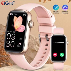 EIGIIS Nouvelle montre connectée 2025 pour femmes et hommes avec appel sans fil, écran tactile full 1,47", plus de 100 modes sportifs, montre de fitness pour femmes avec suivi du sommeil, IP68 étanche, compatible iOS et Android, cadeau exquis pour les amis