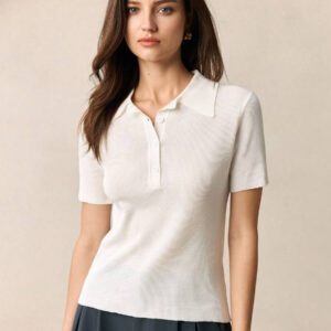 BizChic T-shirt à manches courtes avec col polo blanc pour femmes, élégant à porter au quotidien, au travail, en rendez-vous, dans les transports, en vacances, pour la remise des diplômes, les festivals de musique, Pâques. Printemps Été