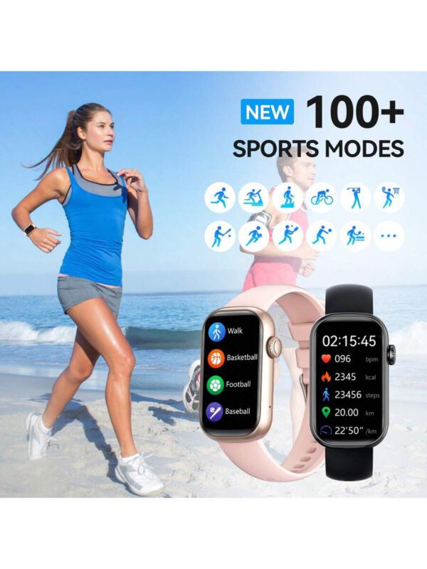 EIGIIS Nouvelle montre connectée 2025 pour femmes et hommes avec appel sans fil, écran tactile full 1,47", plus de 100 modes sportifs, montre de fitness pour femmes avec suivi du sommeil, IP68 étanche, compatible iOS et Android, cadeau exquis pour les amis – Image 5
