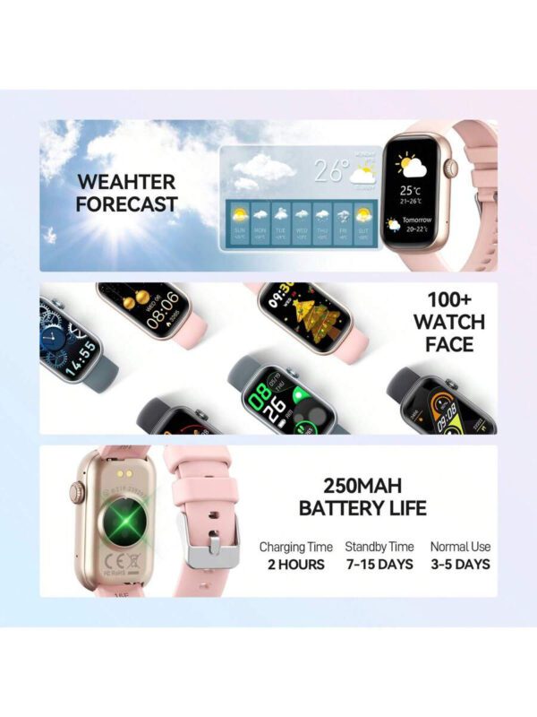 EIGIIS Nouvelle montre connectée 2025 pour femmes et hommes avec appel sans fil, écran tactile full 1,47", plus de 100 modes sportifs, montre de fitness pour femmes avec suivi du sommeil, IP68 étanche, compatible iOS et Android, cadeau exquis pour les amis – Image 6