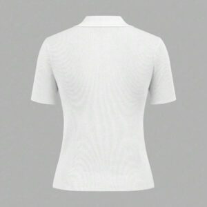 BizChic T-shirt à manches courtes avec col polo blanc pour femmes, élégant à porter au quotidien, au travail, en rendez-vous, dans les transports, en vacances, pour la remise des diplômes, les festivals de musique, Pâques. Printemps Été