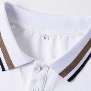 Polo chemise casual à manches courtes avec bordure rayée, pour le transport quotidien, été, pour le golf