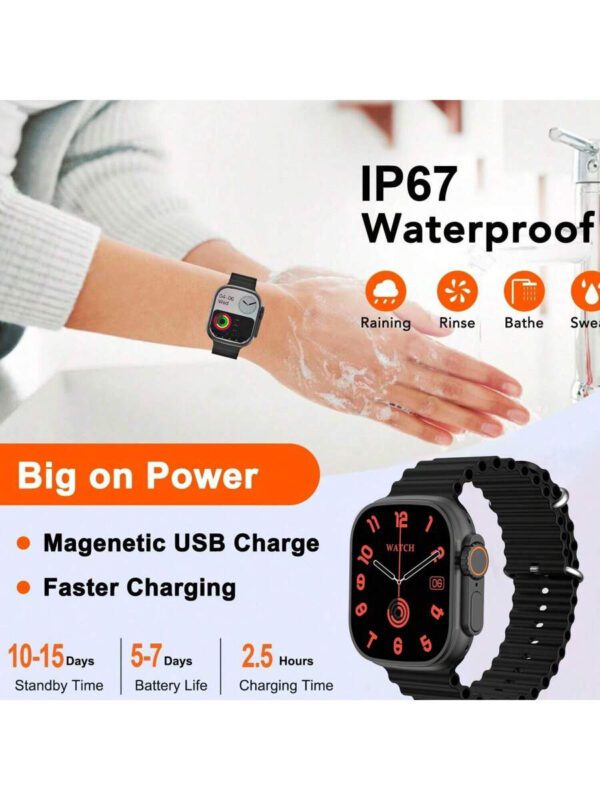Microwear Montres intelligentes de sport, montre intelligente pour femmes Smartwatch 2 pouces LED haute définition écran couleur prise en charge de plusieurs langues, fonction de chargement sans fil, lecteur de musique, notification de message, comptage de pas, suivi des calories, alarme, alerte d'appel/message, compatible avec Android et IOS – Image 4