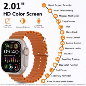 Microwear Montres intelligentes de sport, montre intelligente pour femmes Smartwatch 2 pouces LED haute définition écran couleur prise en charge de plusieurs langues, fonction de chargement sans fil, lecteur de musique, notification de message, comptage de pas, suivi des calories, alarme, alerte d'appel/message, compatible avec Android et IOS