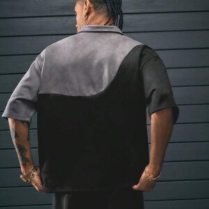AXEPEAK Chemise polo ample pour hommes avec col contrasté et design brodé, école