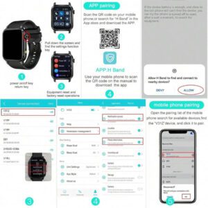 Montre connectée carrée de 1,85 pouce, montre connectée sport unisexe, suivi de la condition physique, appel sans fil, lampe de poche LED, contrôle de la musique, notification de message, compatible Android et iOS