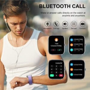 Montre connectée pour répondre/passer des appels, montre connectée de 1,85 pouces pour femmes et hommes, montre de fitness avec surveillance de SpO2/fréquence cardiaque/sommeil, 112 modes sport, compteur de calories/pas, étanche IP7 traqueur de fitness pour Android iOS