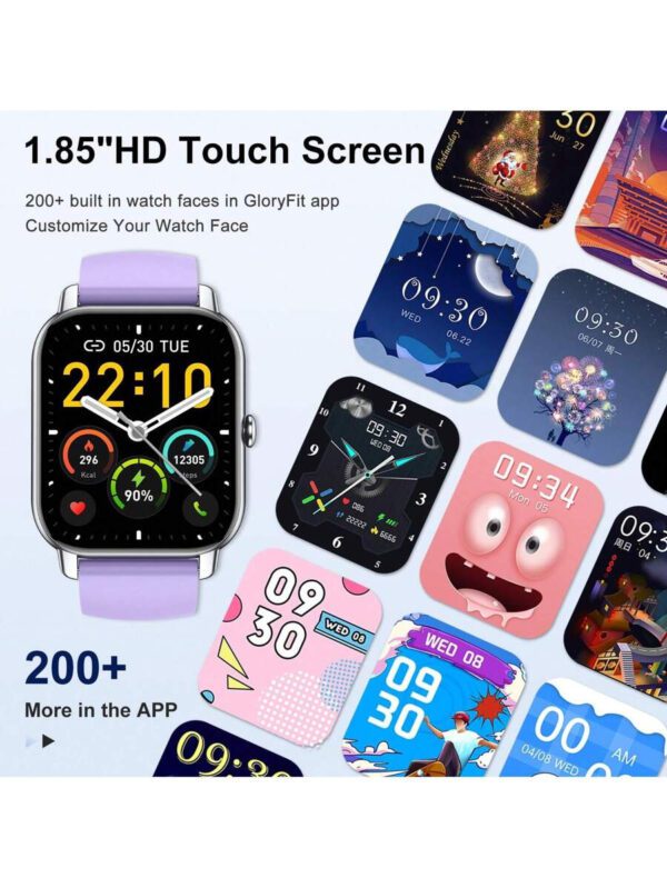 Montre connectée pour répondre/passer des appels, montre connectée de 1,85 pouces pour femmes et hommes, montre de fitness avec surveillance de SpO2/fréquence cardiaque/sommeil, 112 modes sport, compteur de calories/pas, étanche IP7 traqueur de fitness pour Android iOS – Image 5