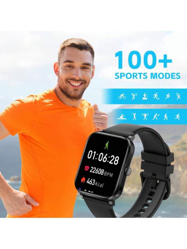 EIGIIS Montre connectée pour femmes et hommes, écran HD de 1,85 pouces avec fonction d'appel entrant/sortant, montre connectée robuste pour le sport avec podomètre, moniteur de sommeil, tracker d'activité de plein air et de fitness pour téléphones Android et iOS – Image 4