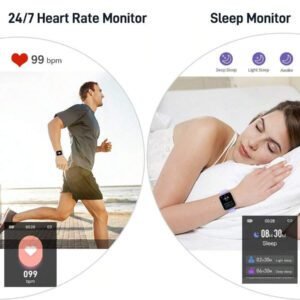 Montre connectée, Tracker de fitness 1,69" Écran tactile Montre connectée pour hommes et femmes Montre de sport Podomètre Moniteur de fréquence cardiaque Étanche IP68 Montre connectée 24 modes Bracelet connecté Chronomètre pour Android iOS