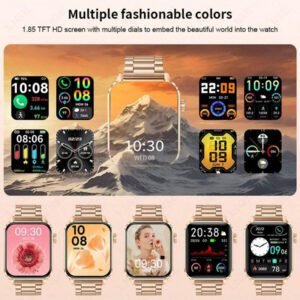 LIGE Montre connectée de mode LIGE, cadran carré, compteur de pas, chronométrage, exercice, appel sans fil, lecture de musique, rappel de réveil, montre connectée multifonctions pour femmes
