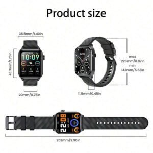 LIGE Montre connectée de mode LIGE, cadran carré, compteur de pas, chronométrage, exercice, appel sans fil, lecture de musique, rappel de réveil, montre connectée multifonctions pour femmes