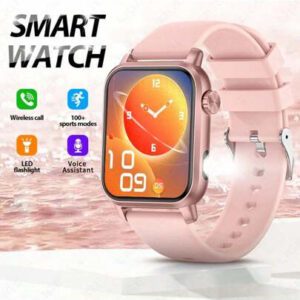 SIEMORL Montre connectée de sport LIGE nouvelle, écran de 1,85 pouces pour hommes. Appel sans fil, calories, distance, lampe de poche LED, rappel de sédentarité, plusieurs modes sportifs, cadran personnalisable, notification de message, réveil. Montre d'extérieur