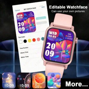 SIEMORL Montre connectée de sport LIGE nouvelle, écran de 1,85 pouces pour hommes. Appel sans fil, calories, distance, lampe de poche LED, rappel de sédentarité, plusieurs modes sportifs, cadran personnalisable, notification de message, réveil. Montre d'extérieur