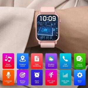 SIEMORL Montre connectée de sport LIGE nouvelle, écran de 1,85 pouces pour hommes. Appel sans fil, calories, distance, lampe de poche LED, rappel de sédentarité, plusieurs modes sportifs, cadran personnalisable, notification de message, réveil. Montre d'extérieur