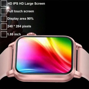 SIEMORL Montre connectée de sport LIGE nouvelle, écran de 1,85 pouces pour hommes. Appel sans fil, calories, distance, lampe de poche LED, rappel de sédentarité, plusieurs modes sportifs, cadran personnalisable, notification de message, réveil. Montre d'extérieur