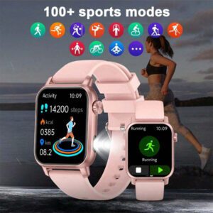SIEMORL Montre connectée de sport LIGE nouvelle, écran de 1,85 pouces pour hommes. Appel sans fil, calories, distance, lampe de poche LED, rappel de sédentarité, plusieurs modes sportifs, cadran personnalisable, notification de message, réveil. Montre d'extérieur