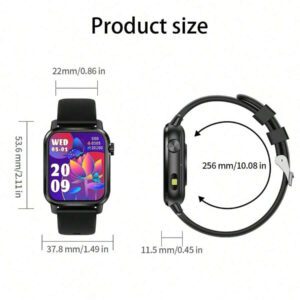 SIEMORL Montre connectée de sport LIGE nouvelle, écran de 1,85 pouces pour hommes. Appel sans fil, calories, distance, lampe de poche LED, rappel de sédentarité, plusieurs modes sportifs, cadran personnalisable, notification de message, réveil. Montre d'extérieur