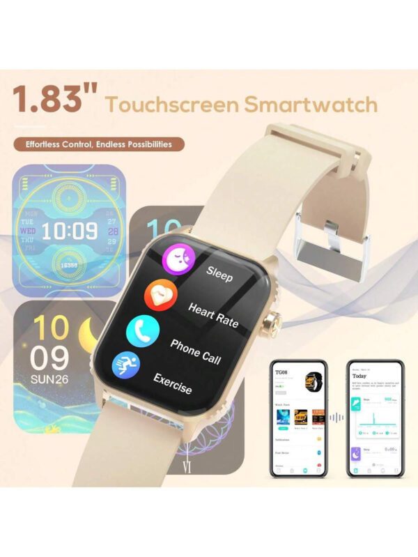 ERUN Montre connectée pour hommes/femmes TWS 2-en-1 avec appel Bluetooth HD, rappel d'appel, suivi des exercices, photographie à distance, musique, compatible NFC avec iOS et Android. Cadeau de vacances, surprise de la Fête des pères – Image 8