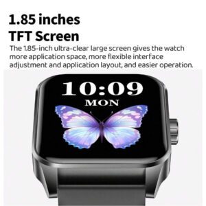 Montre intelligente (répondre aux appels/numéroter) pour hommes et femmes, bracelet intelligent avec écran HD de 1,85 pouces, podomètre de suivi d'activité physique, rappel de message, réveil, rappel de règles pour femmes, recherche de téléphone, compatible avec les téléphones Android et IOS