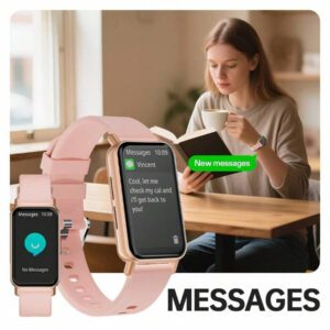 Montre connectée étanche à la mode pour femme (2025), multifonctionnelle avec notifications, alertes d'appel et alarme sans fil, tracker d'activité multisports, prévisions météo, compatible Android et iOS, cadeau idéal pour la Saint-Valentin.