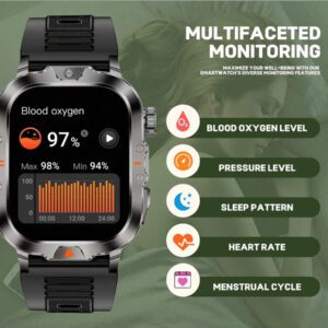 Montre de sport outdoor, écran HD 2,01 pouces, lampe de poche LED ultra lumineuse, montre outdoor robuste étanche IP68, montre de plongée avec plus de 100 fonds d'écran, mode sport, appels Bluetooth/SpO2 pour Android et iOS. Cadeaux pour vacances, garçons et filles