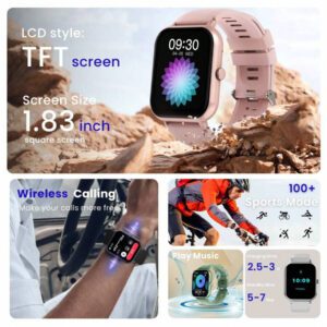 SIMSONLAB Montre connectée 2025 améliorée pour femmes et hommes, prenant en charge les appels sans fil (répondre/passer des appels), les alertes d'informations, le rappel des règles, étanche IP68. Montre connectée avec suivi de fitness, podomètre, compatible avec iOS/Android/ cadeau d'anniversaire