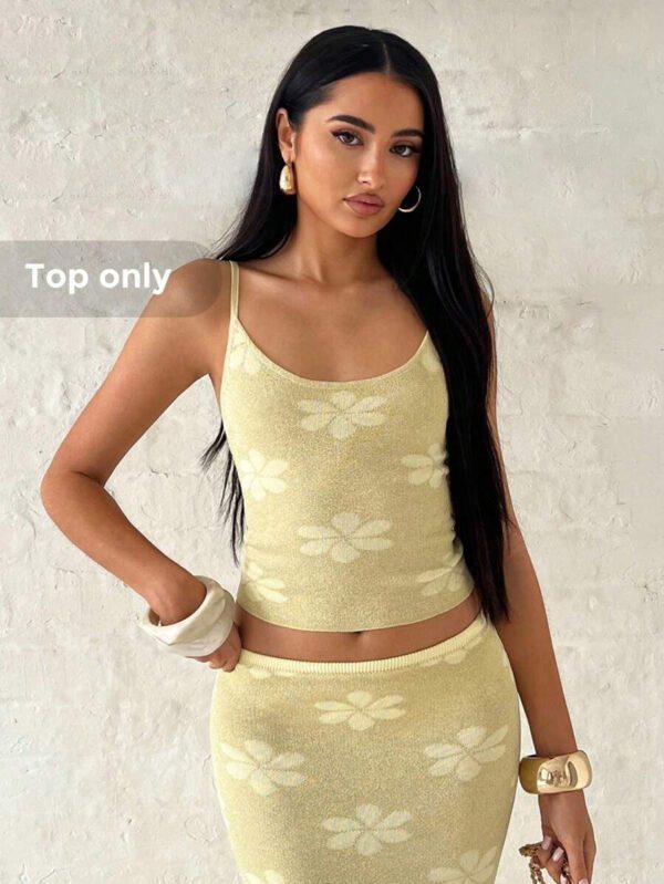 SHEIN BAE Débardeur en maille jacquard décontracté pour femme, été – Image 11