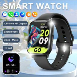 1 pièce Montre connectée mode multifonctionnelle et étanche 5.0 avec écran HD de 1,85", permettant de passer des appels téléphoniques, de recevoir des messages sociaux, de compter les pas, compatible avec iOS et Android, adapté à un usage quotidien