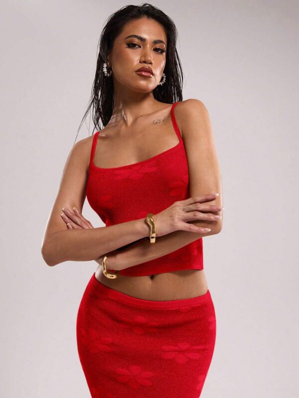 SHEIN BAE Débardeur en maille jacquard décontracté pour femme, été – Image 32