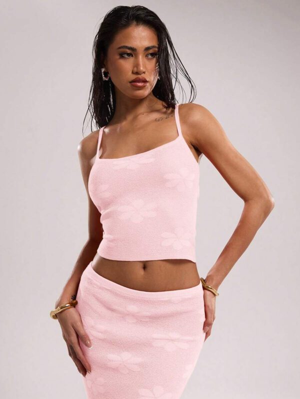 SHEIN BAE Débardeur en maille jacquard décontracté pour femme, été – Image 51