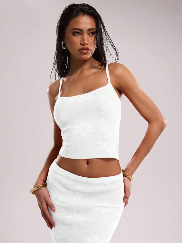 SHEIN BAE Débardeur en maille jacquard décontracté pour femme, été – Image 60