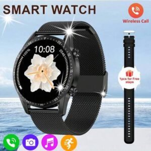 1 pièce Montre connectée unisexe à écran tactile plein 1,50 pouce, traqueur de sports de plein air avec plus de 100 modes sportifs, moniteur de fréquence cardiaque, suivi du sommeil, compteur de pas, prévisions météorologiques, appel sans fil, rappel de message, fond d'écran personnalisable, couleurs noir et argent, convient comme cadeau pour les amis, les couples, la famille, les collègues