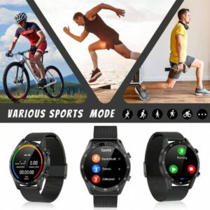 1 pièce Montre connectée unisexe à écran tactile plein 1,50 pouce, traqueur de sports de plein air avec plus de 100 modes sportifs, moniteur de fréquence cardiaque, suivi du sommeil, compteur de pas, prévisions météorologiques, appel sans fil, rappel de message, fond d'écran personnalisable, couleurs noir et argent, convient comme cadeau pour les amis, les couples, la famille, les collègues