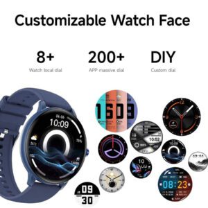 SIMSONLAB Montre connectée de 1,35" pour hommes et femmes, tracker de fitness avec plusieurs modes d'exercice, prise en charge des appels sans fil, alertes d'informations, contrôle de la musique, cadrans personnalisables, compatible iOS/Android, cadeau