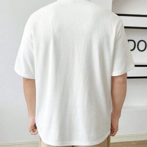 SWAVVY Chemise polo à quart de zip avec poche et patch pour homme pour l'été