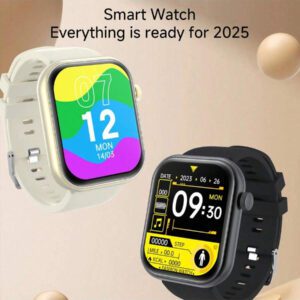 SIMSONLAB 2025 Montre connectée colorée pour hommes et femmes, écran large HD 2,01", multi-mode sport, 190 mAh, appel, réception de messages, contrôle de la musique, localisation du téléphone, podomètre, rappel, cadeau pour la fête des mères