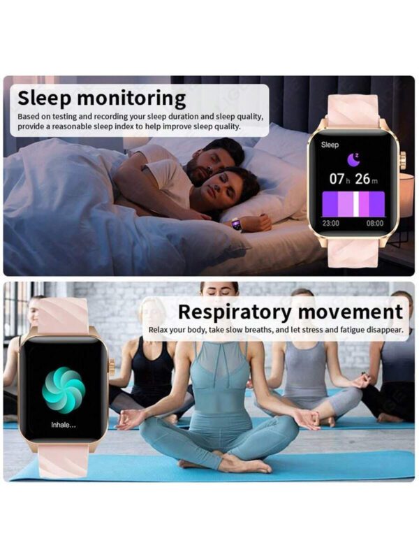 SIEMORL Montre connectée LIGE, plusieurs modes sportifs, appels entrants/SMS, suivi de l'activité physique, règles, rappel de position assise, montre connectée multifonction étanche pour femme – Image 3