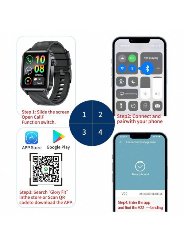 SIEMORL Montre connectée LIGE, plusieurs modes sportifs, appels entrants/SMS, suivi de l'activité physique, règles, rappel de position assise, montre connectée multifonction étanche pour femme – Image 8