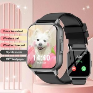 Montre connectée, appel sans fil/numérotation, mode multi-sport, rappel et rejet d'appel, rappel de SMS, fond d'écran personnalisable, compatible avec iPhone/Android