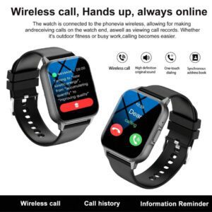 Montre connectée, appel sans fil/numérotation, mode multi-sport, rappel et rejet d'appel, rappel de SMS, fond d'écran personnalisable, compatible avec iPhone/Android