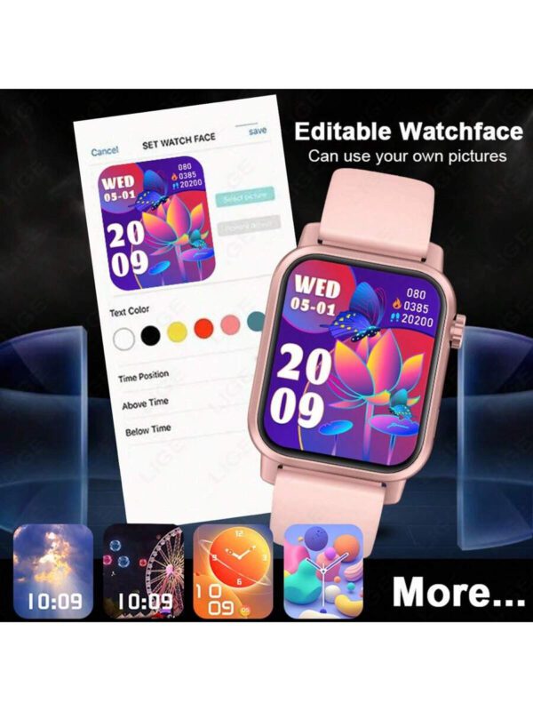 LIGE LIGE Nouvelle montre connectée sport 1,85 pouces pour hommes, appel sans fil, calories, distance, LED, rappel de sédentarité, modes multisports, cadran personnalisé, notifications de messages, réveil, usage extérieur – Image 3