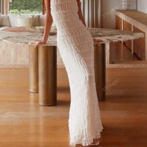 Robe ras-du-cou dos nu croisé à la mode pour femmes, tenue de plage sexy, vacances, rue élégante et romantique de couleur unie