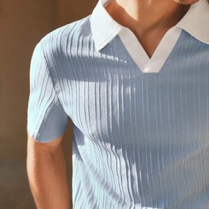 HIMLAND Polo à manches courtes homme, coupe ample et décontractée, en tissu tissé, design mode jeune, convient pour un usage quotidien