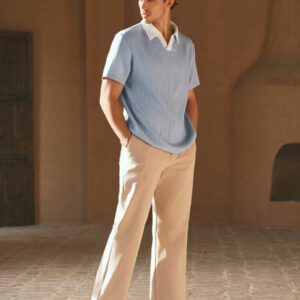 HIMLAND Polo à manches courtes homme, coupe ample et décontractée, en tissu tissé, design mode jeune, convient pour un usage quotidien
