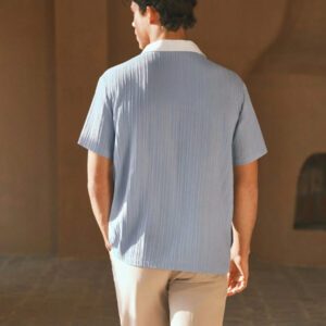 HIMLAND Polo à manches courtes homme, coupe ample et décontractée, en tissu tissé, design mode jeune, convient pour un usage quotidien