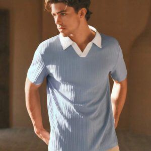 HIMLAND Polo à manches courtes homme, coupe ample et décontractée, en tissu tissé, design mode jeune, convient pour un usage quotidien
