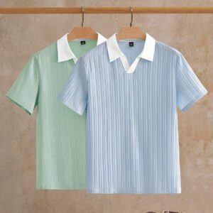 HIMLAND Polo à manches courtes homme, coupe ample et décontractée, en tissu tissé, design mode jeune, convient pour un usage quotidien