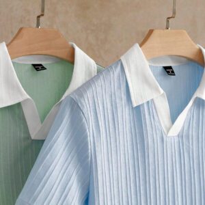 HIMLAND Polo à manches courtes homme, coupe ample et décontractée, en tissu tissé, design mode jeune, convient pour un usage quotidien